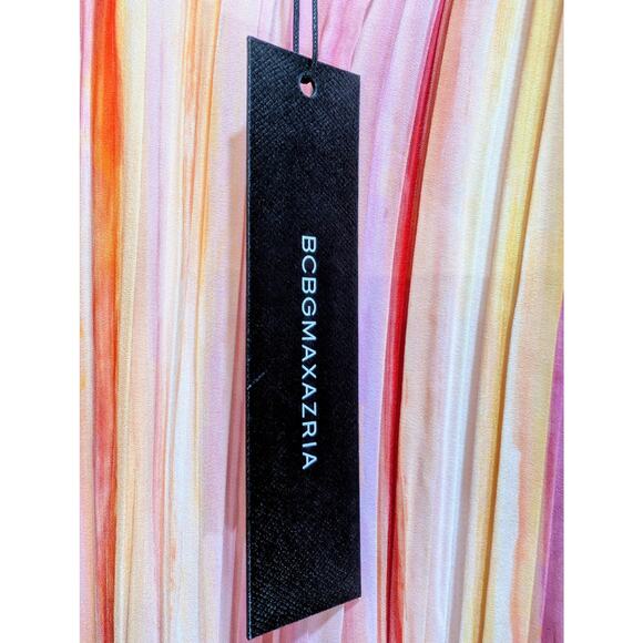 BCBGMAXAZRIA Multicolor Ruffle Chiffon Dress Size 4 NWT - Picture 7 of 10